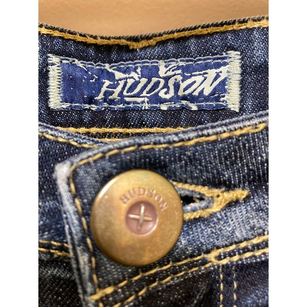 Hudson Beth Straight Jeans Womens 29 Blue Stretch Denim Flap Pockets Stretch Y2K - Picture 3 of 13